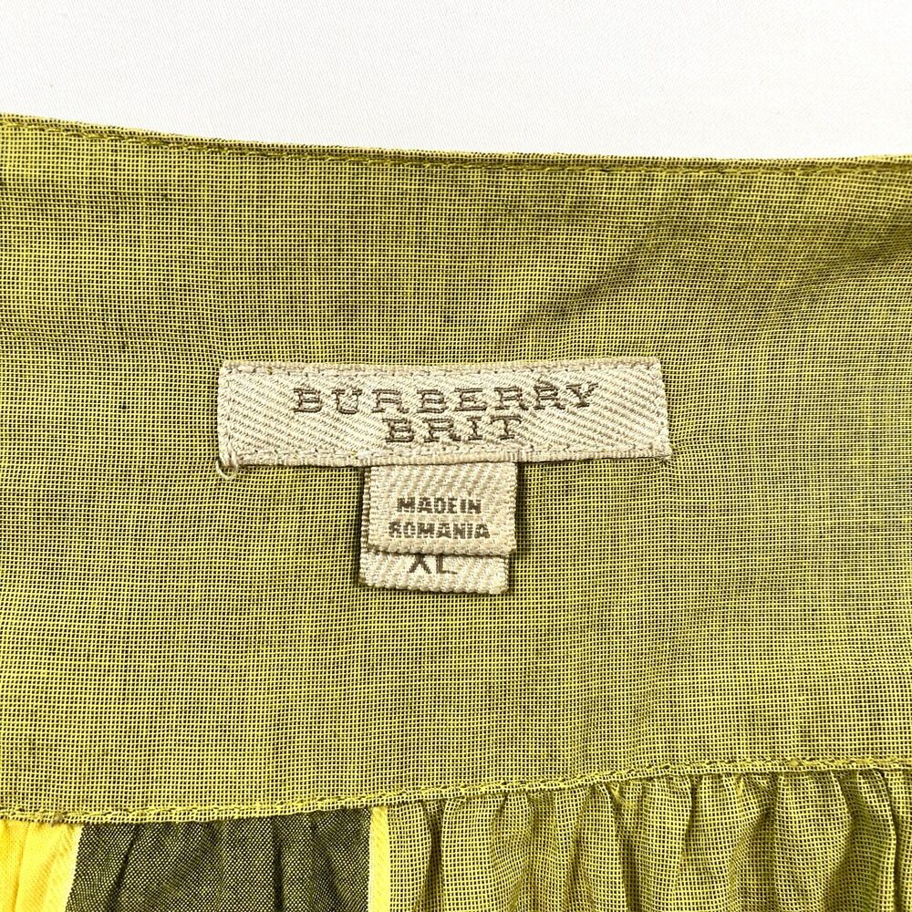Burberry Brit Top Nova Check Plaid Tunic Zip Womens XL Yellow Black Cotton Blend - Picture 3 of 10